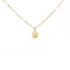 Gold-filled chain necklace with a round stamped initial pendant on a white background