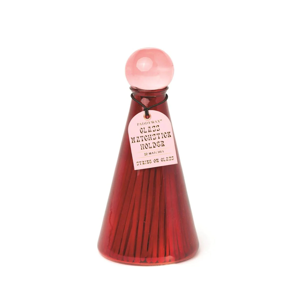 Glass Matchstick | Red with Pink Lid