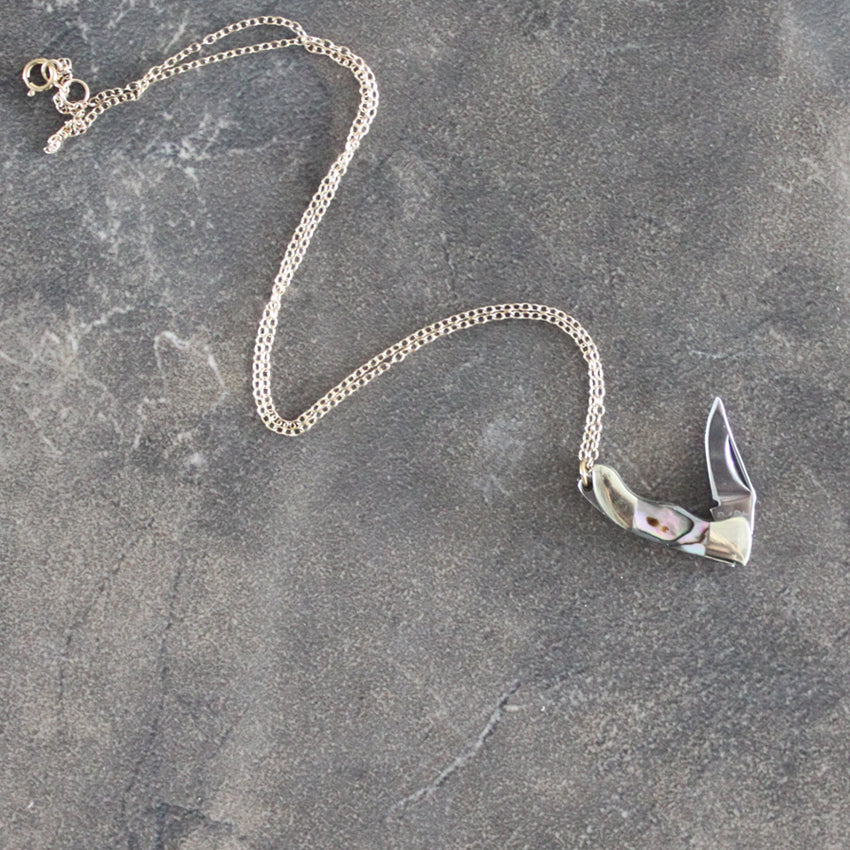 Mini Knife Necklace | Mother of Pearl Inlay